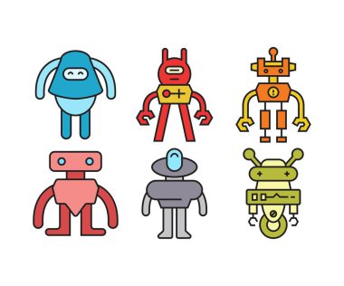 insansı robot karakter simgeleri ayarlandı