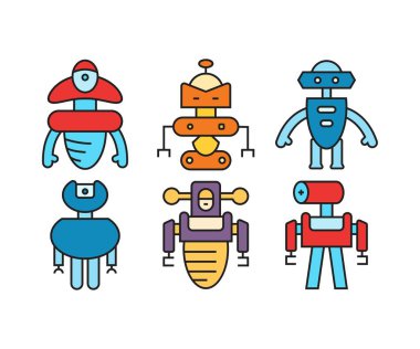 insansı robot karakter simgeleri ayarlandı