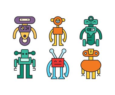 insansı robot karakter simgeleri ayarlandı