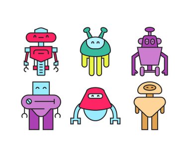 insansı robot karakter simgeleri ayarlandı