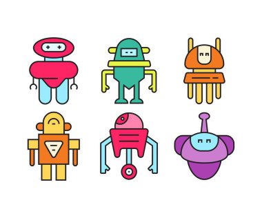 insansı robot karakter simgeleri ayarlandı