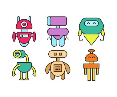 insansı robot karakter simgeleri ayarlandı