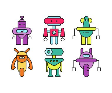 insansı robot karakter simgeleri ayarlandı