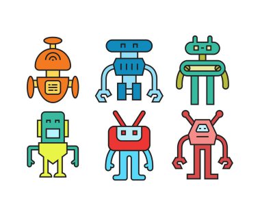 insansı robot karakter simgeleri ayarlandı