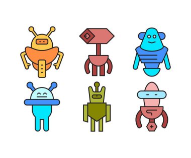 insansı robot karakter simgeleri ayarlandı