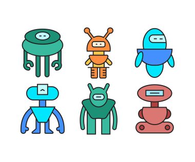 insansı robot karakter simgeleri ayarlandı