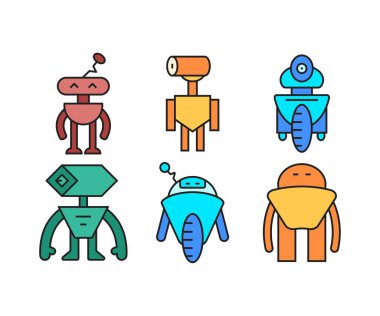 insansı robot karakter simgeleri ayarlandı