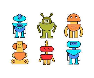 insansı robot karakter simgeleri ayarlandı