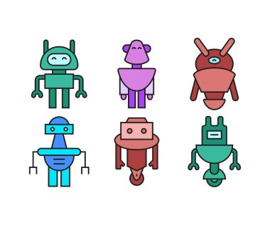 insansı robot karakter simgeleri ayarlandı