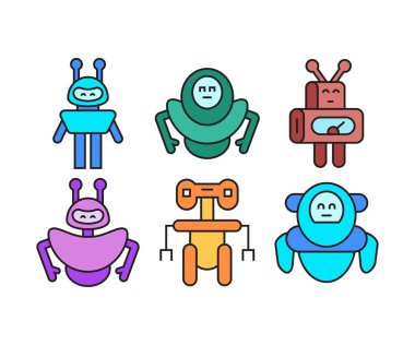 insansı robot karakter simgeleri ayarlandı