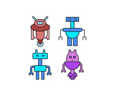 insansı robot karakter simgeleri ayarlandı