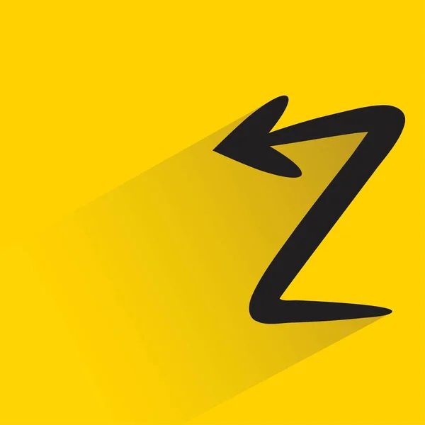 黄色の背景に影を持つドードル矢印 — ストックベクタ