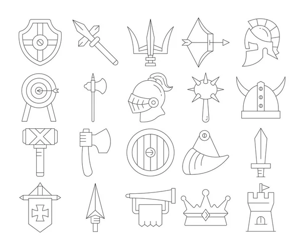Warrior Weapon Icons Set — Stock Vector
