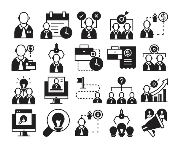 Business Management Human Resource Icons Set — Stock Vector