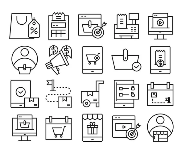 Online Shopping Commerce Icons Set — Stock Vector
