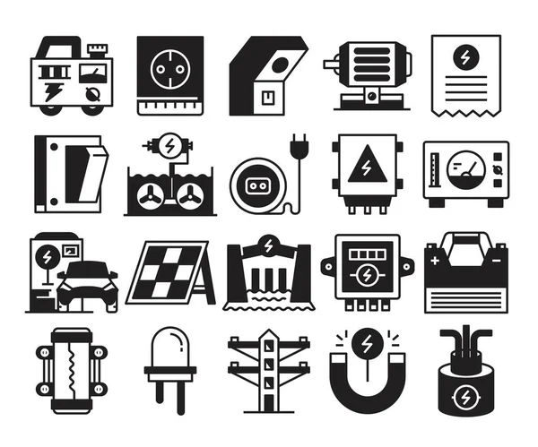 Electricity Energy Icons Set — Stock Vector