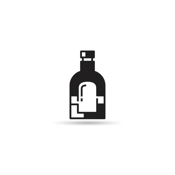 Icona Bottiglia Vodka Sfondo Bianco — Vettoriale Stock