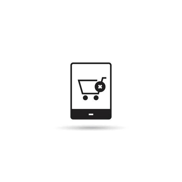 Annullare Shopping Sull Icona Dello Smartphone — Vettoriale Stock