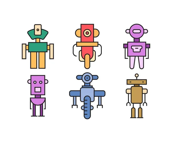 Icônes Robot Dessin Animé Ensemble Vecteur — Image vectorielle