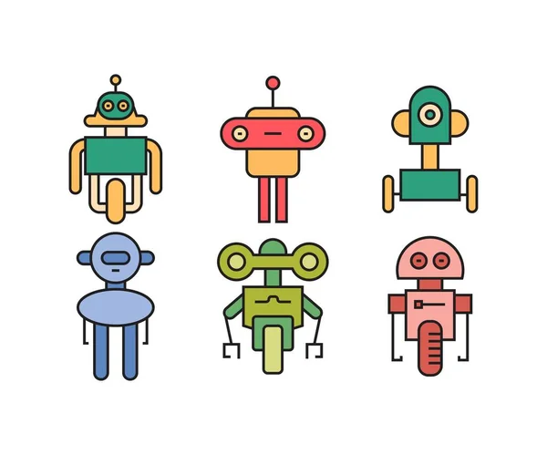 Icônes Robot Dessin Animé Ensemble Vecteur — Image vectorielle
