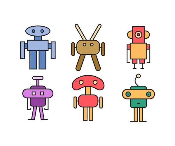 Ícones Robô Cartoon Conjunto Vetor — Vetor de Stock