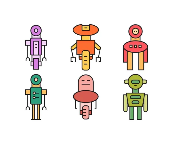 Mignon Robot Avatars Set Vectoriel Illustration — Image vectorielle