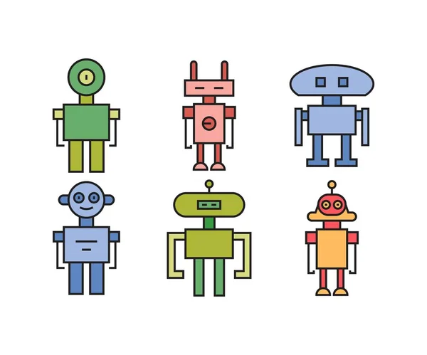 Carino Robot Avatar Set Vettoriale Illustrazione — Vettoriale Stock