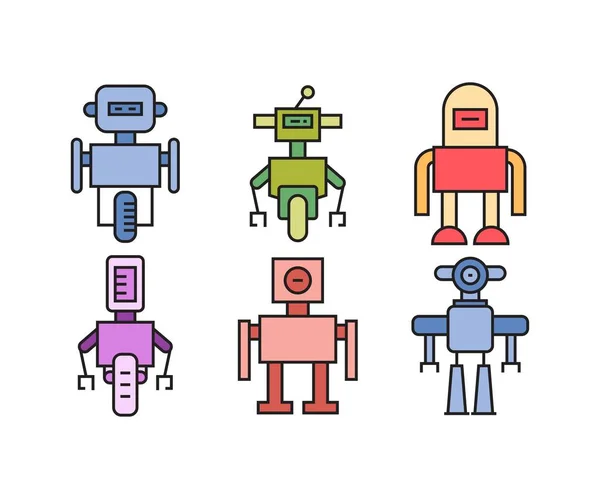 Roztomilý Robot Avatars Set Vektorové Ilustrace — Stockový vektor
