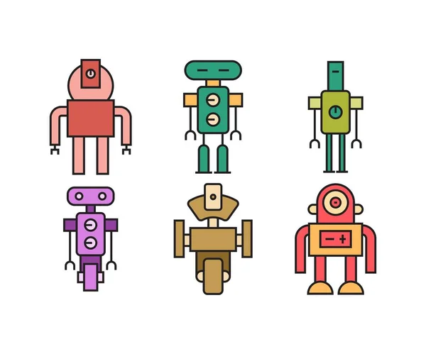 Roztomilý Robot Avatars Set Vektorové Ilustrace — Stockový vektor