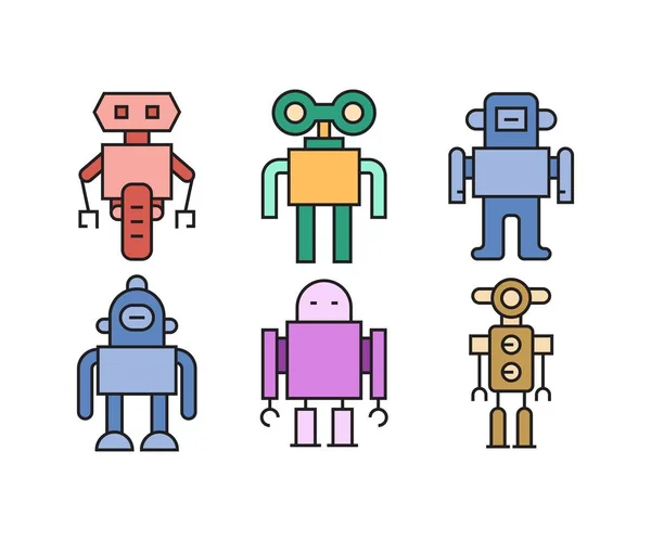 Schattig Robot Avatars Set Vector Illustratie — Stockvector