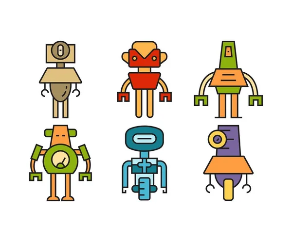 Zeichentrickroboter Symbole Gesetzt — Stockvektor