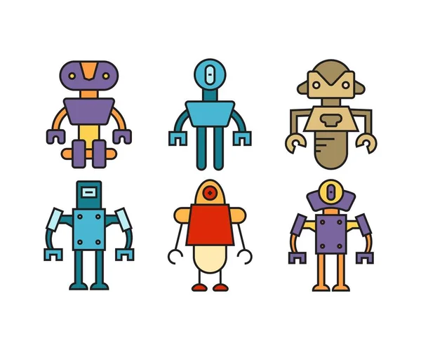 卡通机器人人物形象设定 — 图库矢量图片