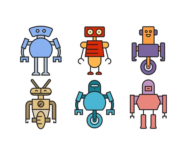 Jeu Icônes Personnage Robot Dessin Animé — Image vectorielle