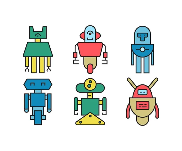Σύνολο Εικονιδίων Χαρακτήρα Ρομπότ Κινουμένων Σχεδίων — Διανυσματικό Αρχείο