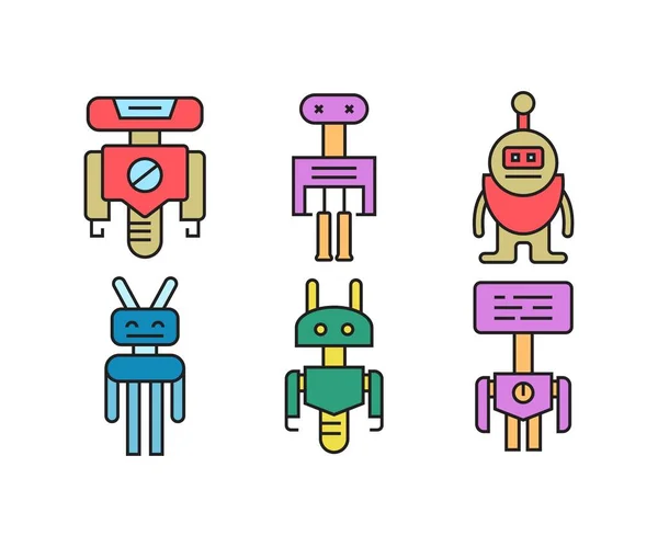 Zeichentrickroboter Symbole Gesetzt — Stockvektor