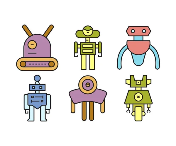 Σύνολο Εικονιδίων Χαρακτήρα Ρομπότ Κινουμένων Σχεδίων — Διανυσματικό Αρχείο