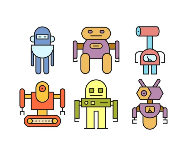 Conjunto Ícones Personagem Robô Cartoon — Vetor de Stock