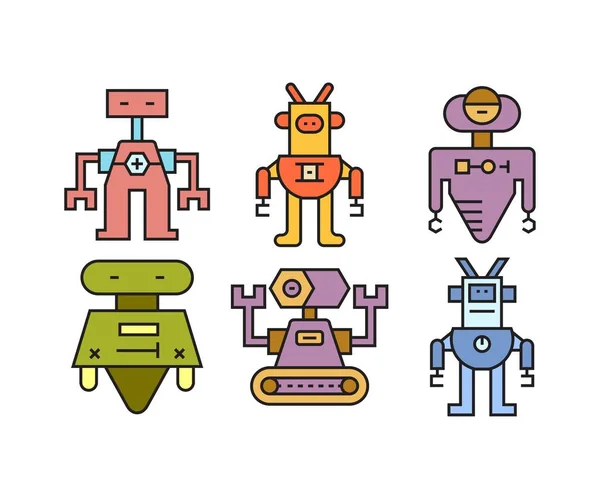 Conjunto Ícones Personagem Robô Cartoon —  Vetores de Stock