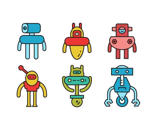 Conjunto Ícones Caráter Robô Humanoide — Vetor de Stock