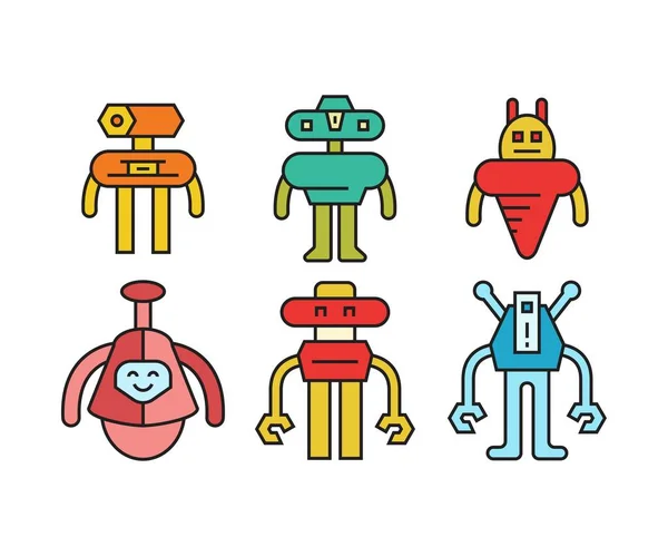 Humanoidní Robotické Znaky Ikony Nastaveny — Stockový vektor