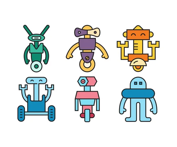 Иконки Персонажей Гуманоидных Роботов — стоковый вектор