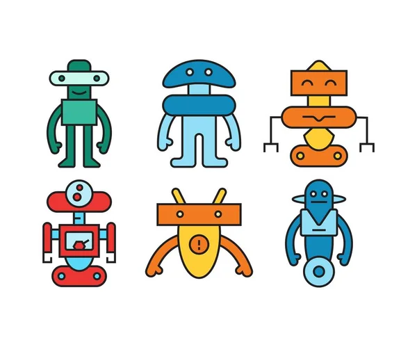Σύνολο Ανθρωποειδών Εικόνων Χαρακτήρων Ρομπότ — Διανυσματικό Αρχείο