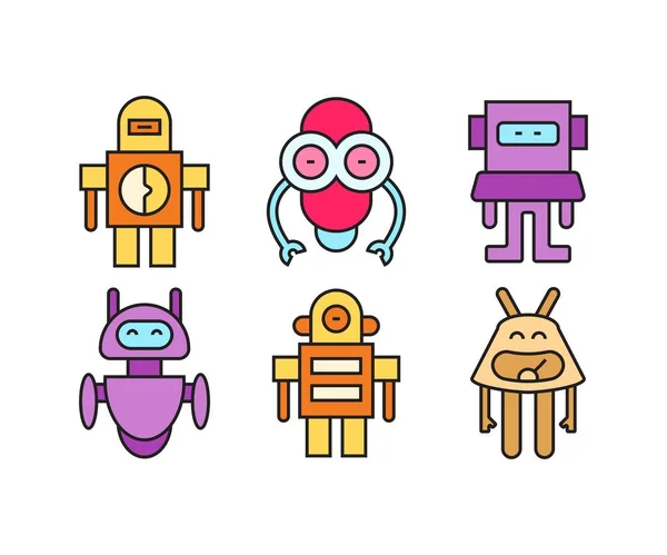 Humanoide Roboter Symbole Gesetzt — Stockvektor
