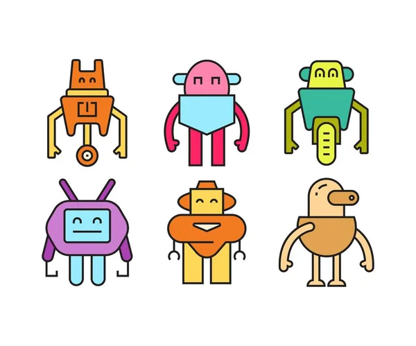 Иконки Персонажей Гуманоидных Роботов — стоковый вектор