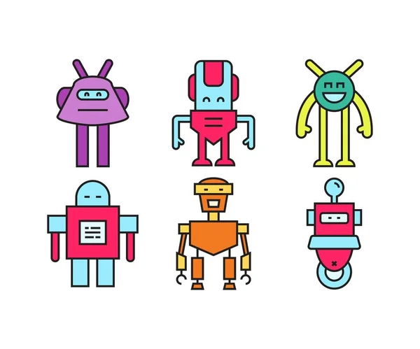 Conjunto Ícones Caráter Robô Humanoide — Vetor de Stock