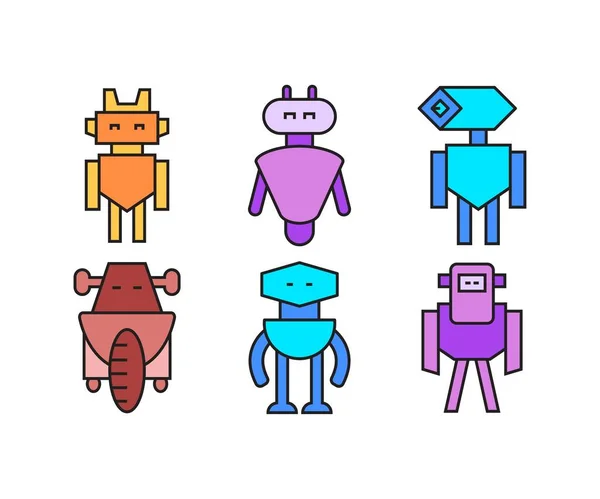 Humanoide Roboter Symbole Gesetzt — Stockvektor