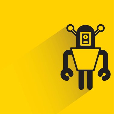 Sarı arka planda gölgesi olan robot