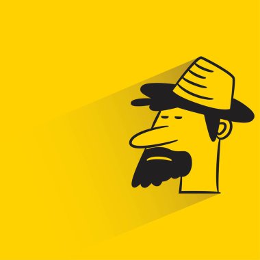 Sarı arka planda gölgesi olan erkek yüz avatarı