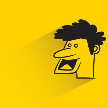 Sarı arka planda gölgesi olan erkek yüz avatarı