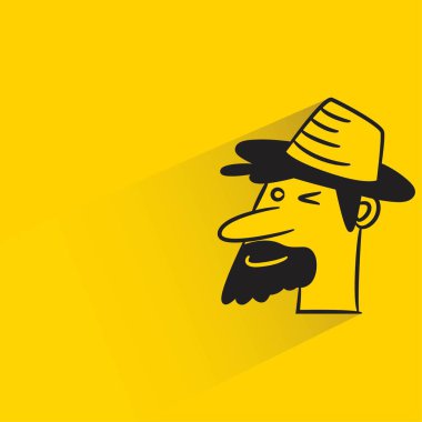 Sarı arka planda gölgesi olan erkek yüz avatarı